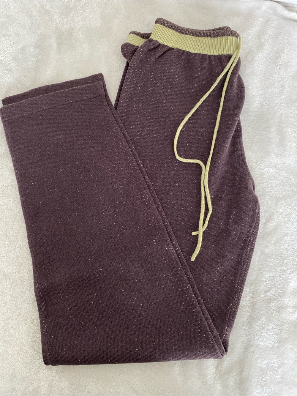 Malo Plum Knit Joggers with Yellow Trim